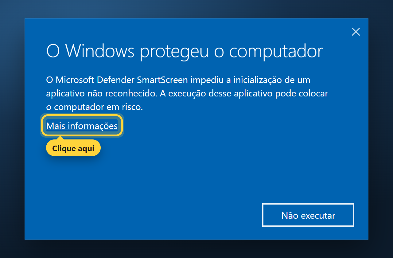 Tela do Windows com o link Mais informações