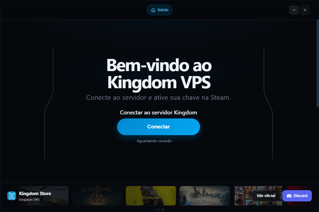 Tela inicial do Kingdom VPS com o botão Conectar